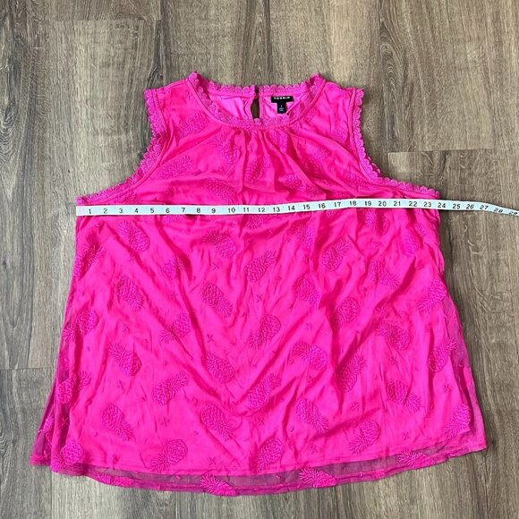 Torrid Ruffle Mock Neck Pineapple PinkTank Sz 1 (1X) - Picture 8 of 11